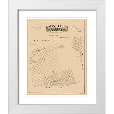 Winkler County Texas - Hall 1889 White Modern Wood Framed Art Print with Double Matting by Hall