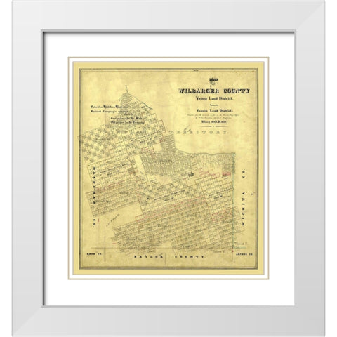 Wilbarger County Texas - Rosenberg 1859 White Modern Wood Framed Art Print with Double Matting by Rosenberg