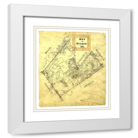 Wilson County Texas -1840 White Modern Wood Framed Art Print with Double Matting by Unknown