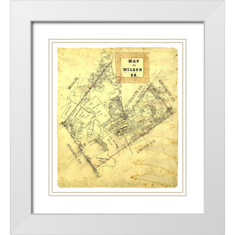 Wilson County Texas -1840 White Modern Wood Framed Art Print with Double Matting by Unknown