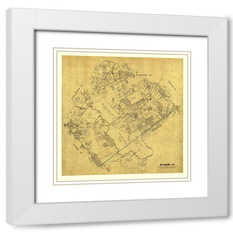 Wilson County Texas - Pressler 1866 White Modern Wood Framed Art Print with Double Matting by Pressler