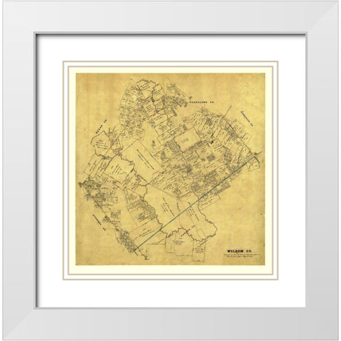 Wilson County Texas - Pressler 1866 White Modern Wood Framed Art Print with Double Matting by Pressler