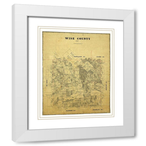 Wise County Texas -1878 White Modern Wood Framed Art Print with Double Matting by Unknown