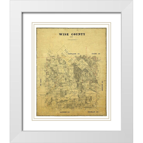 Wise County Texas -1878 White Modern Wood Framed Art Print with Double Matting by Unknown