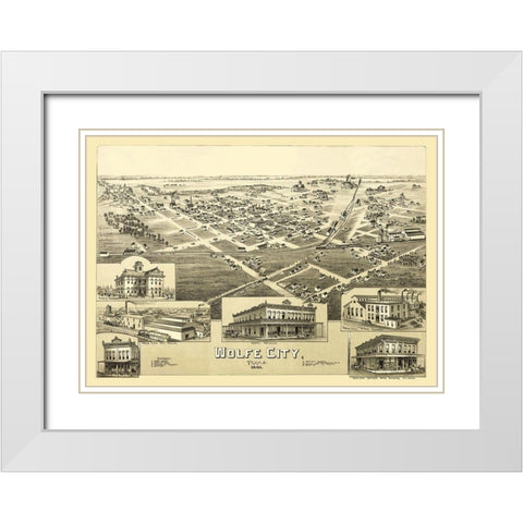Wolfe City Texas - Fowler 1891 White Modern Wood Framed Art Print with Double Matting by Fowler