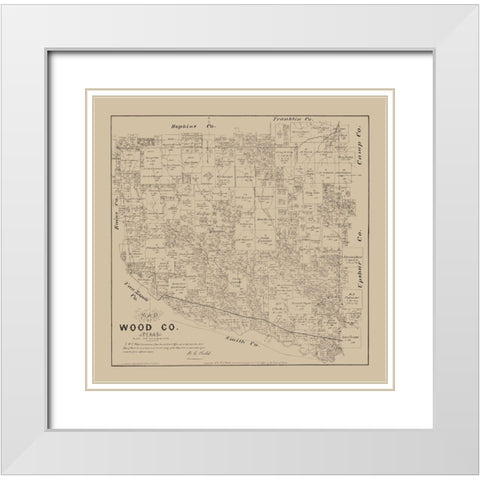 Wood County Texas- Walsh 1879 White Modern Wood Framed Art Print with Double Matting by Walsh