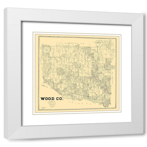 Wood County Texas - Pressler 1895 White Modern Wood Framed Art Print with Double Matting by Pressler