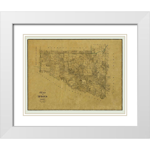 Wood County Texas - Browne 1857 White Modern Wood Framed Art Print with Double Matting by Browne