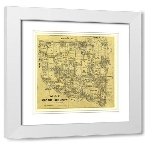 Wood County Texas -1877 White Modern Wood Framed Art Print with Double Matting by Unknown