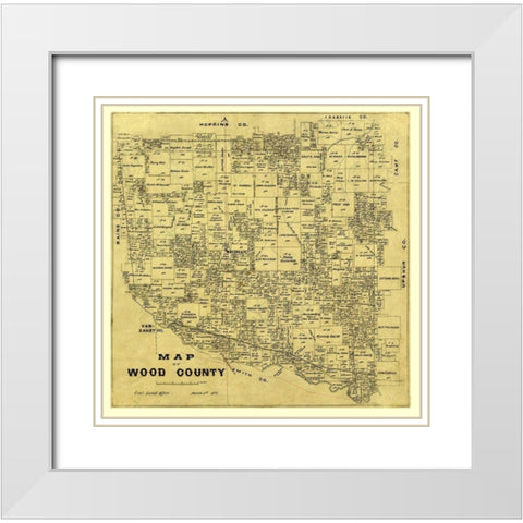 Wood County Texas -1877 White Modern Wood Framed Art Print with Double Matting by Unknown
