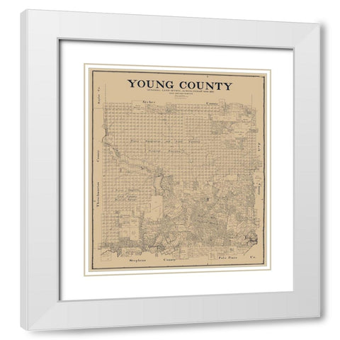 Young County Texas - Clark 1897 White Modern Wood Framed Art Print with Double Matting by Clark