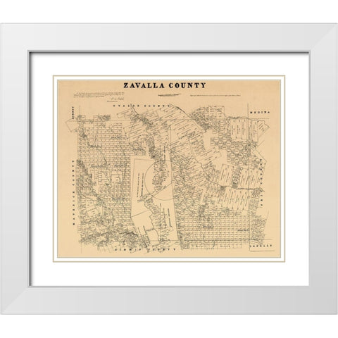Zavalla County Texas - Walsh 1879 White Modern Wood Framed Art Print with Double Matting by Walsh