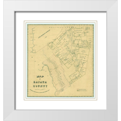 Zapata County Texas - Langermann 1879 White Modern Wood Framed Art Print with Double Matting by RBADDNEW