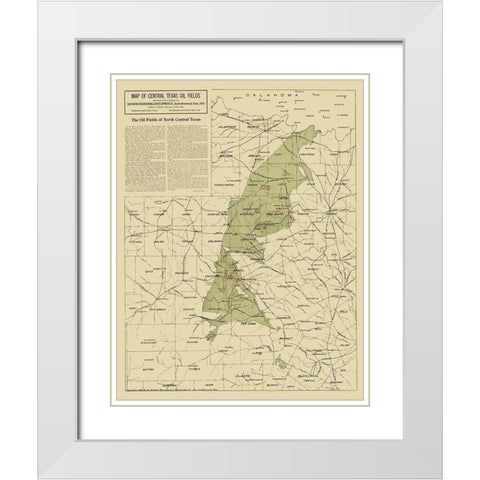 Texas Central Oil Fields - 1918 White Modern Wood Framed Art Print with Double Matting by Southern Engineering and Development Co