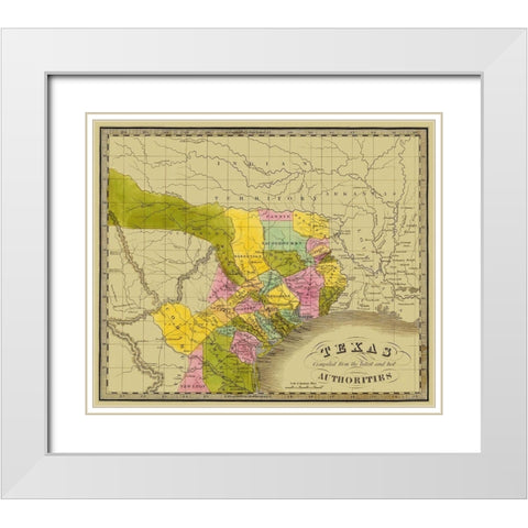 Texas - Greenleaf 1840 White Modern Wood Framed Art Print with Double Matting by Greenleaf