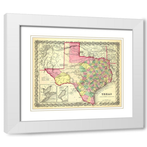 Texas - Colton 1856 White Modern Wood Framed Art Print with Double Matting by Colton