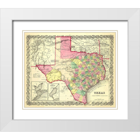 Texas - Colton 1856 White Modern Wood Framed Art Print with Double Matting by Colton