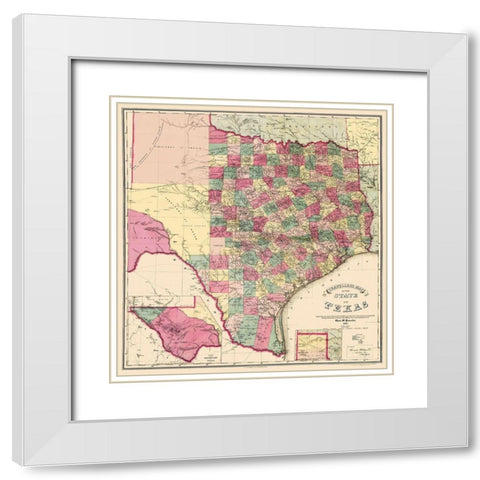 Texas - Pressler 1867 White Modern Wood Framed Art Print with Double Matting by Pressler