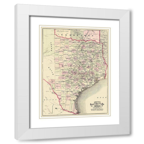 Texas - Cram 1875 White Modern Wood Framed Art Print with Double Matting by Cram