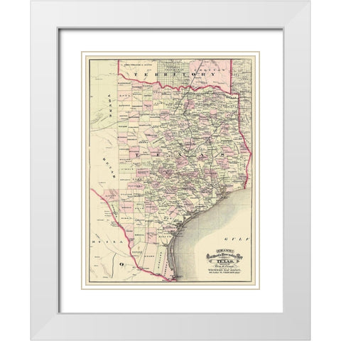 Texas - Cram 1875 White Modern Wood Framed Art Print with Double Matting by Cram