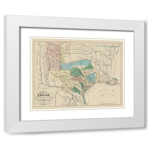 Texas, Colorado, with Red River Land Grants 1821 White Modern Wood Framed Art Print with Double Matting by Land Co