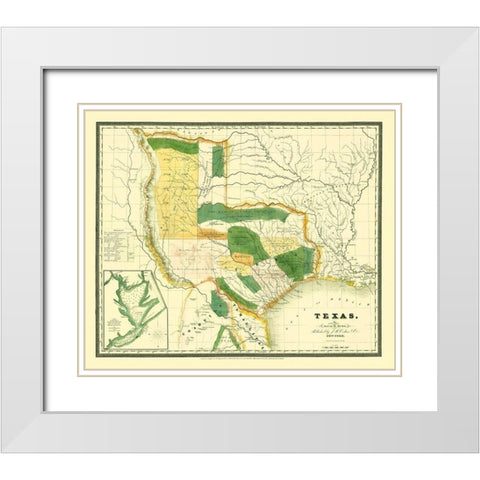 Texas - Burr 1834 White Modern Wood Framed Art Print with Double Matting by Burr
