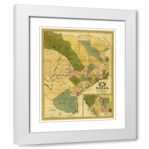 Texas - Colton 1839 White Modern Wood Framed Art Print with Double Matting by Colton