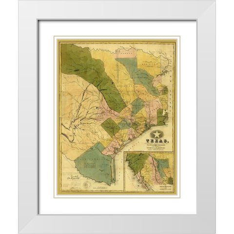 Texas - Colton 1839 White Modern Wood Framed Art Print with Double Matting by Colton