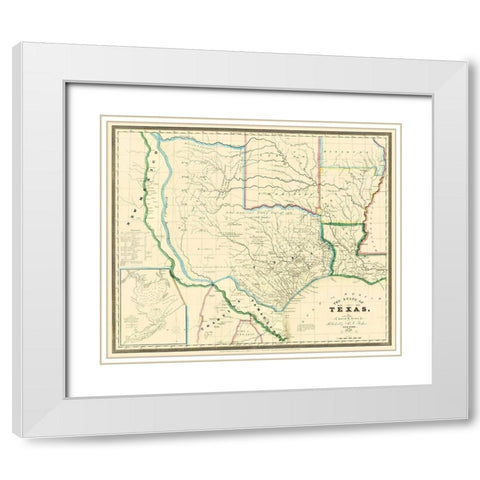 Texas - Burr 1846 White Modern Wood Framed Art Print with Double Matting by Burr