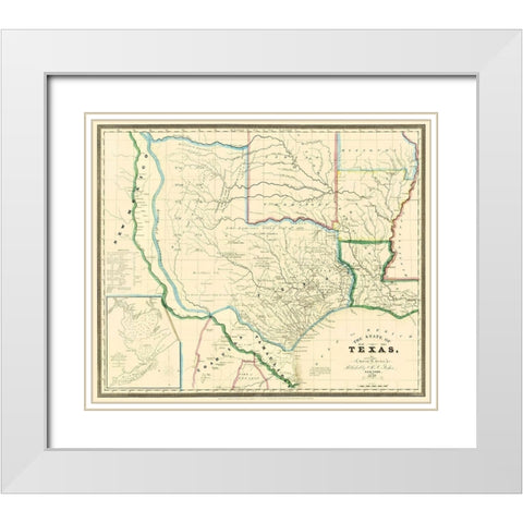 Texas - Burr 1846 White Modern Wood Framed Art Print with Double Matting by Burr
