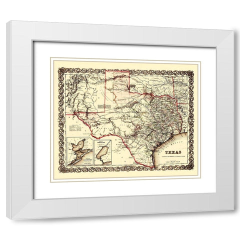 Texas, Galveston Bay, Sabine Lake Plans White Modern Wood Framed Art Print with Double Matting by Colton