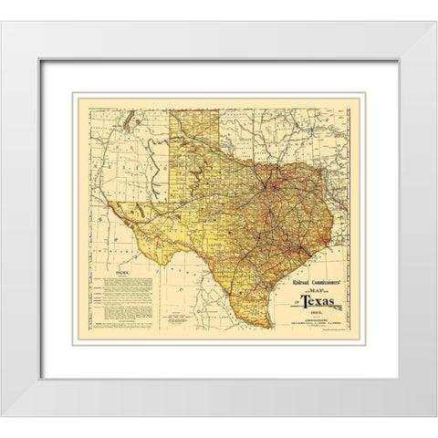 Railroad Commissioners Map of Texas 1897 White Modern Wood Framed Art Print with Double Matting by Unknown