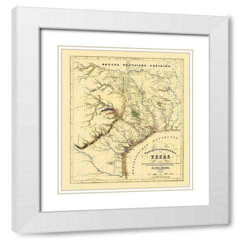 Texas showing the Alamo - Roemer 1849 White Modern Wood Framed Art Print with Double Matting by Roemer