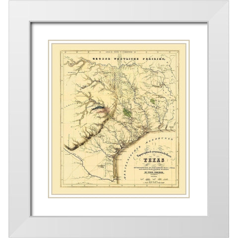 Texas showing the Alamo - Roemer 1849 White Modern Wood Framed Art Print with Double Matting by Roemer