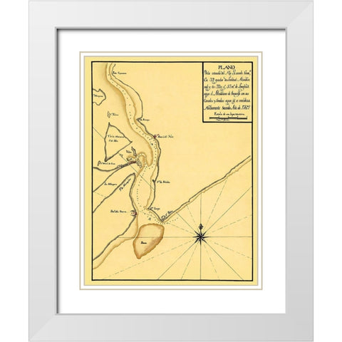 Mouth of The Rio Grande - 1767 White Modern Wood Framed Art Print with Double Matting by Unknown