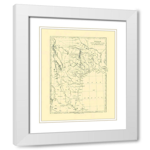 Texas, Route of 1st Santa Fe Express - Harper 1844 White Modern Wood Framed Art Print with Double Matting by Harper