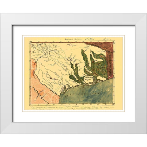 Province of Mexican Texas - 1820 White Modern Wood Framed Art Print with Double Matting by Unknown