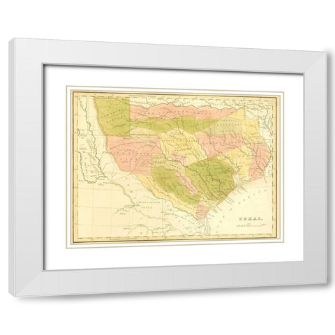 Texas with Grants and Indian Territory - 1819 White Modern Wood Framed Art Print with Double Matting by Unknown