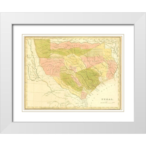 Texas with Grants and Indian Territory - 1819 White Modern Wood Framed Art Print with Double Matting by Unknown