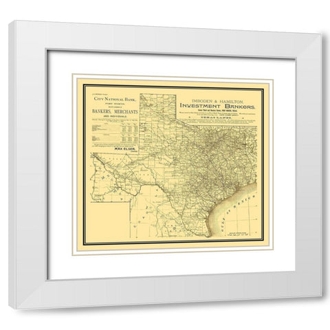 Texas - Imboden and Hamilton 1889 White Modern Wood Framed Art Print with Double Matting by Imboden