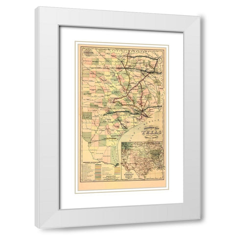 GrayS Railroad Map - 1877 White Modern Wood Framed Art Print with Double Matting by Unknown