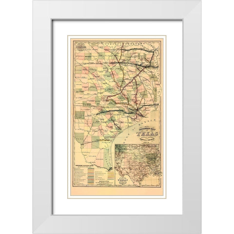 GrayS Railroad Map - 1877 White Modern Wood Framed Art Print with Double Matting by Unknown