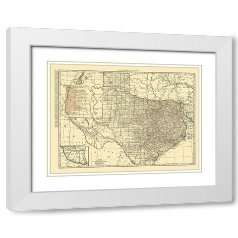 Texas State Railroads - Rand McNally 1900 White Modern Wood Framed Art Print with Double Matting by Rand McNally