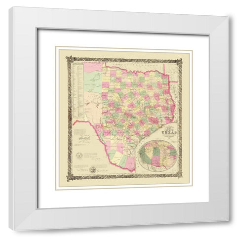 Texas - USGLO 1867 White Modern Wood Framed Art Print with Double Matting by USGLO
