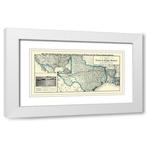 Texas and Pacific Railway with Connections 1903 White Modern Wood Framed Art Print with Double Matting by Woodward