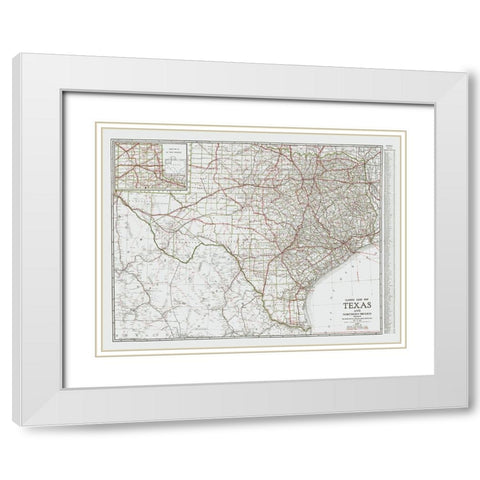 Texas and Northern Mexico - Clason 1931 White Modern Wood Framed Art Print with Double Matting by Clason
