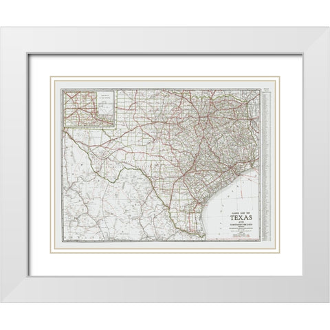Texas and Northern Mexico - Clason 1931 White Modern Wood Framed Art Print with Double Matting by Clason