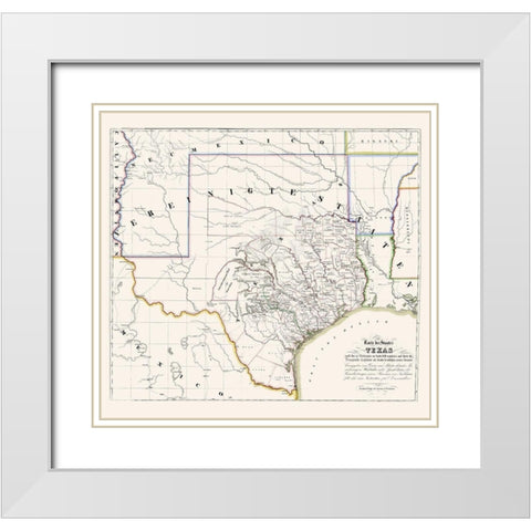 Texas - Association for German Immigrants 1851 White Modern Wood Framed Art Print with Double Matting by Association for German Immigrants