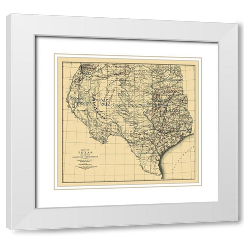 Texas and Adjoining Territories - Graham 1899 White Modern Wood Framed Art Print with Double Matting by Graham