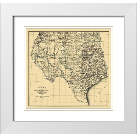 Texas and Adjoining Territories - Graham 1899 White Modern Wood Framed Art Print with Double Matting by Graham